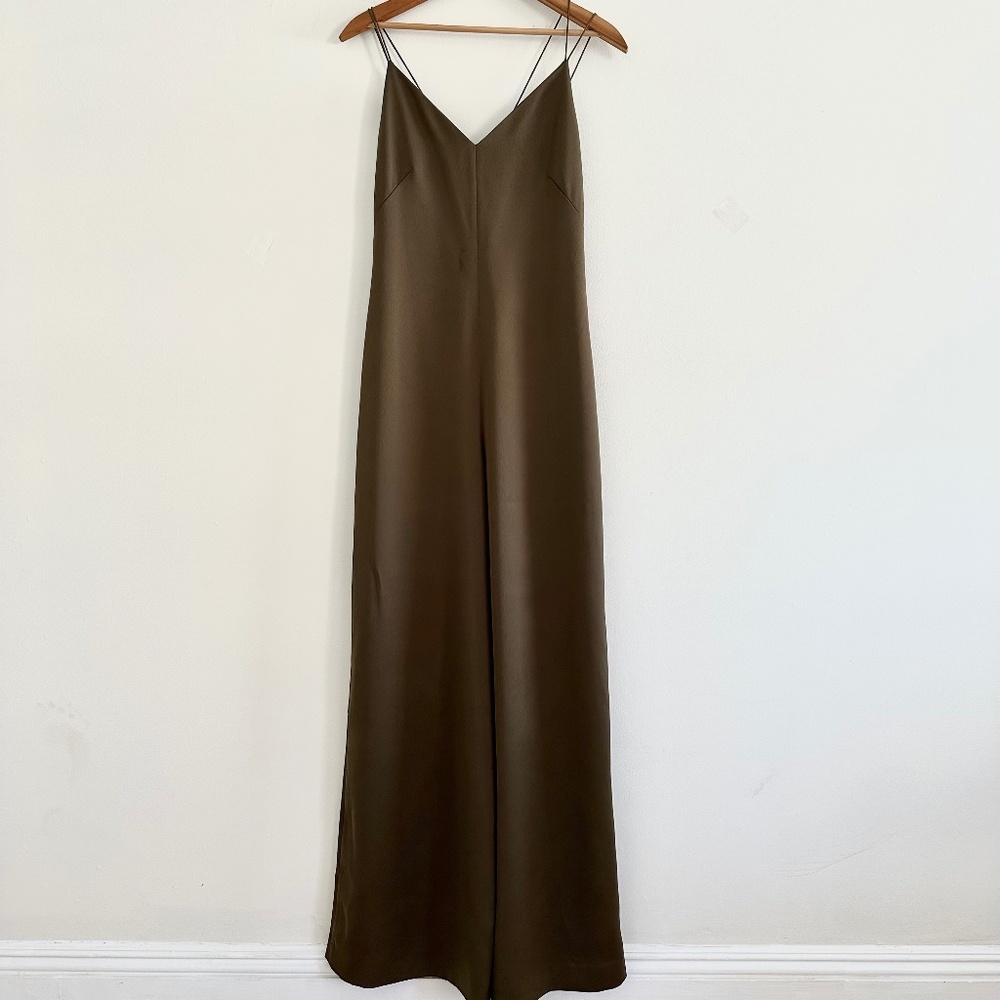 Whistles Midnight Green Silk Night Slip/jumpsuit